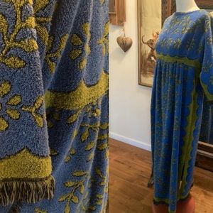 S O L D . 1960s Handmade Sculpted Towel Kaftan Dress Upcycled Repurposed Caftan